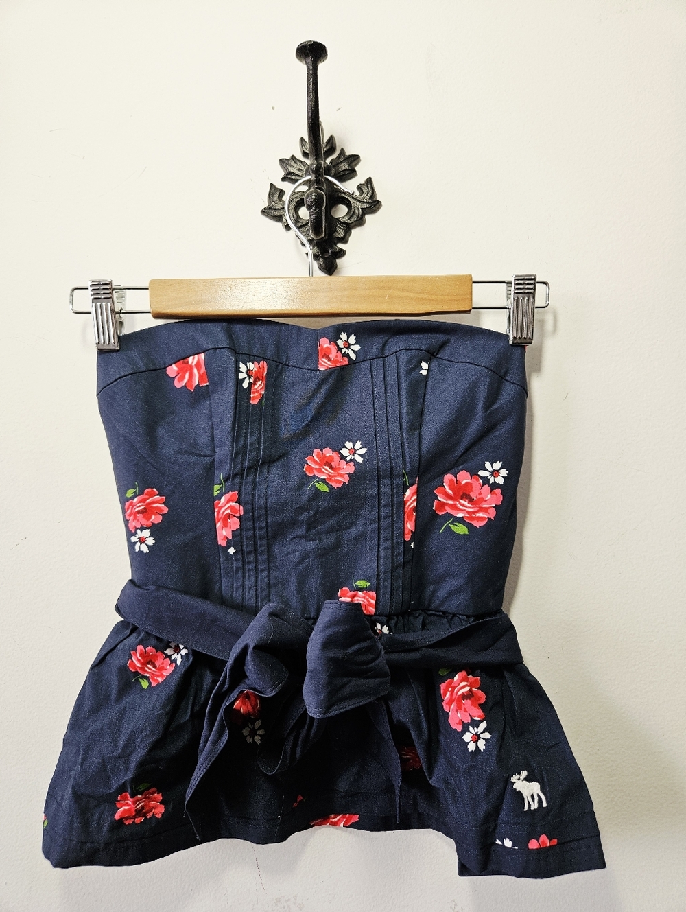 NWT Vintage Abercrombie & Fitch Peplum Top Size S Floral Strapless Y2K NOS